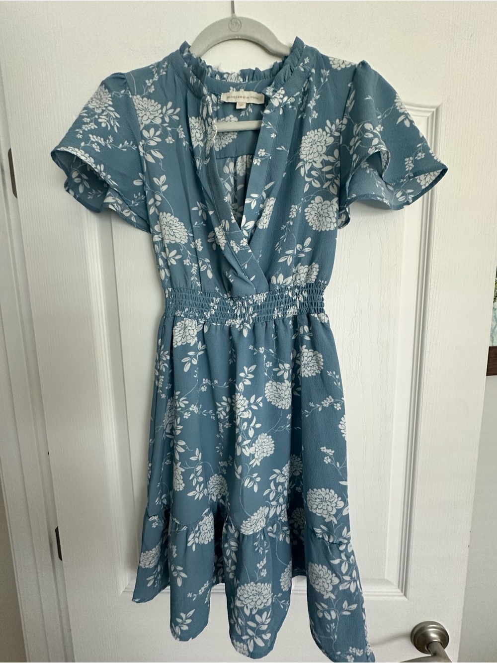 Monteau Blue Floral Button-Front Dress